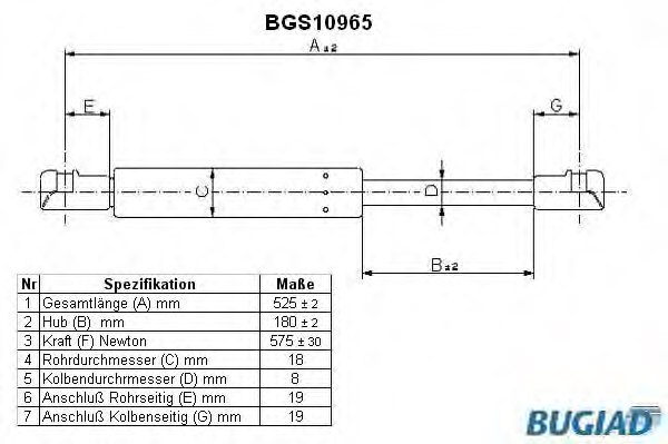 BUGIAD BGS10965 Gas Spring, boot-/cargo area